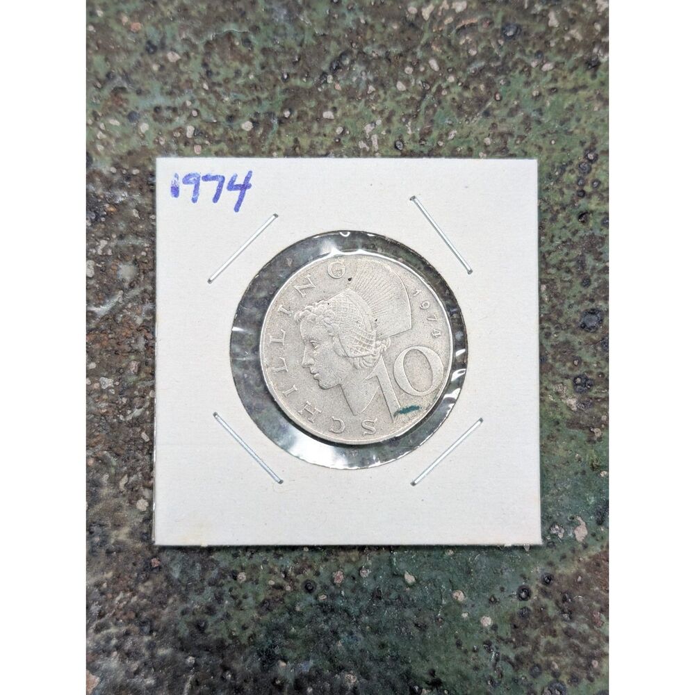 1974 Austria 10 Schilling – Tyrolean Hat Design – Circulated